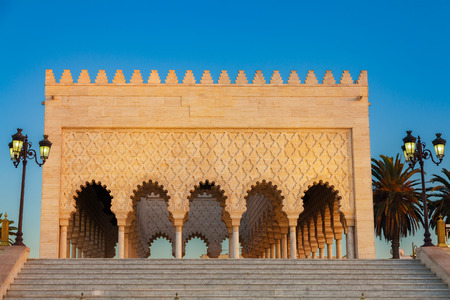Mausoleum of Mohammed V at sunset. Rabat, Moroccoのeditorial素材