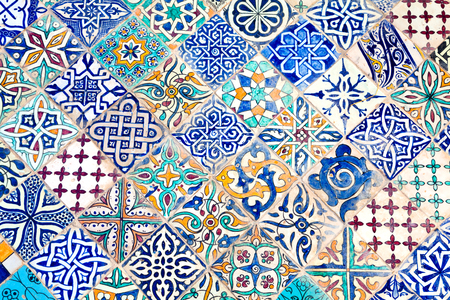 mosaic formed by tiles of different designs