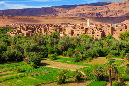 Old kasbah in Tinerhir, typical Moroccan town beside an oasis in Dades valley. Moroccoの写真素材