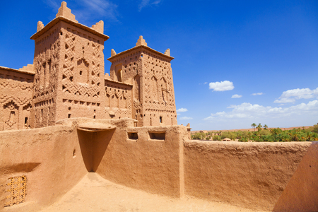Amridil (orAmerhidil) kasbah in Skoura palm grove, Morocco. Traditional adobe architecture built in17 Centuryのeditorial素材