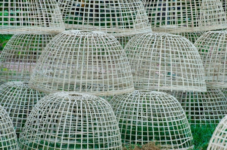 row of wooden coopの写真素材