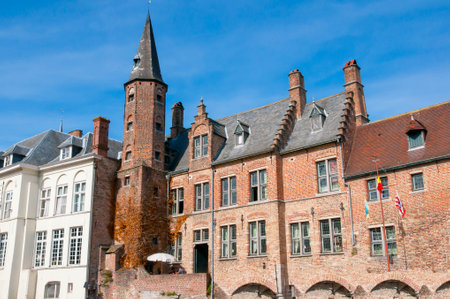 Houses along the canals of Bruges, Belgiumのeditorial素材