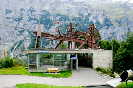 Terminal station of the cable car in Switzerlandのeditorial素材