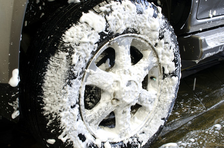 white bubble cover on wheelの写真素材