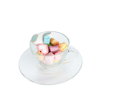 jellys in cup isolated on white backgroundの写真素材