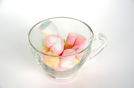 jellys in cup on white backgroundの写真素材