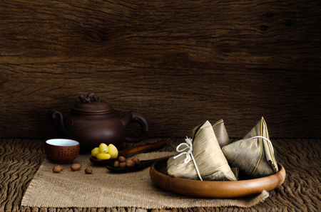 Chinese Sticky Rice Dumpling, Zongzi, Chinese Foodの写真素材