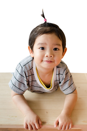 Cute Smile Asian Child Isolated On White Backgroundの写真素材