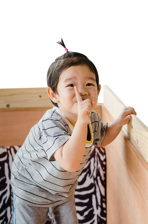 Cute Smile Asian Child Isolated On White Backgroundの写真素材