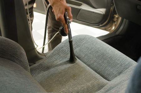 Professional  Cleaning Of Interior Front Seats By Tornado Gun Special  Machine. Selected Focusの写真素材