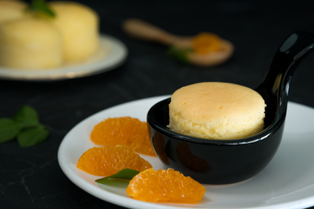 Beautiful YuZu Orange Japanese Cheese Cupcake. の写真素材