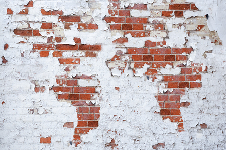 World Map On White Brick Wall, Old Wall, Ancient Background.の写真素材