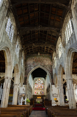 Interior of 13th Century St Thomas of Canterbury Parish Church, High Street, Salisbury, Englandのeditorial素材