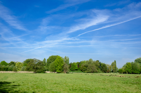 Harnham Water Meadow, Town Path, Salisbury, England In Spring Seasonの写真素材