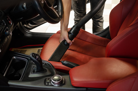 Cleaning of interior of the car with vacuum cleaner, Car cleaningの写真素材