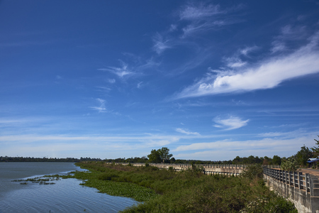 Beautiful Landscape Of Moon River With Blue Sky In Winter Season, Ubonratchathani Province, Thailandの写真素材