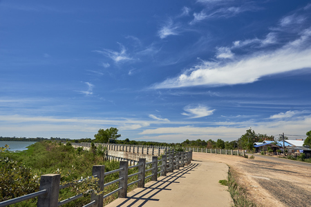 Beautiful Landscape Of Moon River With Blue Sky In Winter Season, Ubonratchathani Province, Thailandの写真素材