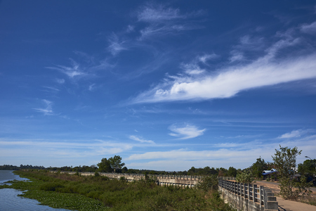 Beautiful Landscape Of Moon River With Blue Sky In Winter Season, Ubonratchathani Province, Thailandの写真素材