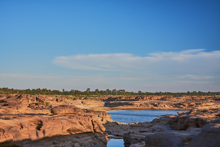 Unseen Thailand "Sam Pan Bok" Grand Canyon Of Thailand, Tourist Attraction Of Ubon Ratchathani Province. Selected Focusの写真素材