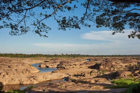 Unseen Thailand "Sam Pan Bok" Grand Canyon Of Thailand, Tourist Attraction Of Ubon Ratchathani Province. Selected Focusの写真素材