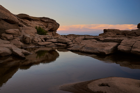 Unseen Thailand "Sam Pan Bok" Grand Canyon Of Thailand, Tourist Attraction Of Ubon Ratchathani Province. Selected Focusの写真素材