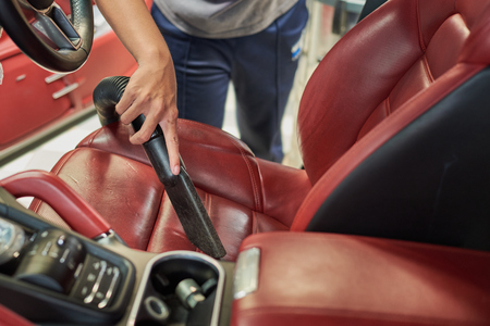 Cleaning of interior of the car with vacuum cleaner, Car cleaningの写真素材