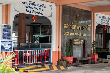 UBON RATCHATHANI, THAILAND - 5 MAY 2020 : Ubon Ratchathani Train Station Closed In During Covid19 Period. No Train And Shop Service On May 5, 2020 In Ubon Ratchathani, THAILANDのeditorial素材