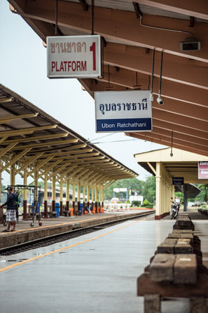 UBON RATCHATHANI, THAILAND - 5 MAY 2020 : Ubon Ratchathani Train Station Closed In During Covid19 Period. No Train And Shop Service On May 5, 2020 In Ubon Ratchathani, THAILANDのeditorial素材