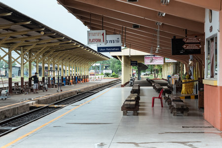 UBON RATCHATHANI, THAILAND - 5 MAY 2020 : Ubon Ratchathani Train Station Closed In During Covid19 Period. No Train And Shop Service On May 5, 2020 In Ubon Ratchathani, THAILANDのeditorial素材