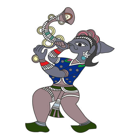 Madhubani Art, Indian Wedding, Colorful, Vintageのイラスト素材