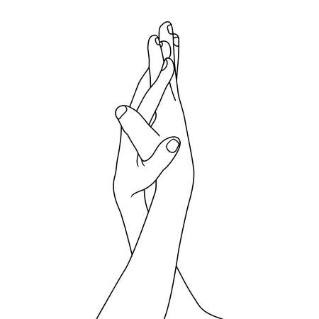 coloring pages - cute hand-holding pose, flat hand drawn vector illustration of hand in hand on white background, vector illustration for poster, banner, advertisement, web background, promotion activities.のイラスト素材