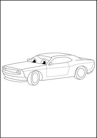 Kids Coloring Pages - Car and other vehicle fun and cool coloring pages.  car and other vechicle outline sketch for kids.のイラスト素材