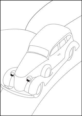 Retro Cars coloring pages, Simple automobile coloring pages for kids.のイラスト素材