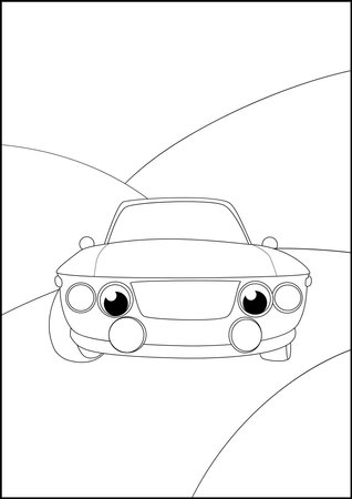 Retro Cars coloring pages, Simple automobile coloring pages for kids.のイラスト素材