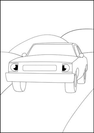 Retro Cars coloring pages, Simple automobile coloring pages for kids.のイラスト素材