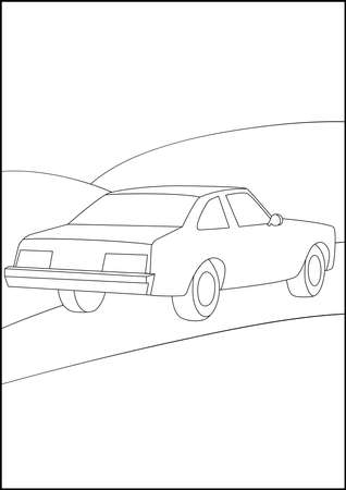 Retro Cars coloring pages, Simple automobile coloring pages for kids.のイラスト素材