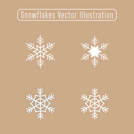 Snowflakes vector illustration, four different types of snowflake element created on flat background.のイラスト素材