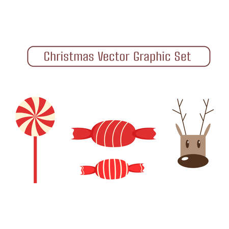 Christmas theme vector graphic objects on white background.のイラスト素材