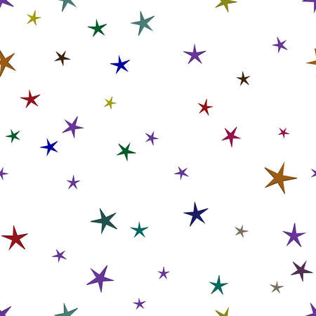 Christmas theme seamless repeat swatch created with elements like colorful stars, Hand drawn vector repeat swatch for textile, fabric, gift wrapper, cloths, wallpaper and banner.のイラスト素材