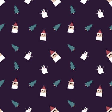 Christmas repeat pattern created with sharp corner Christmas objects, seamless pattern.のイラスト素材