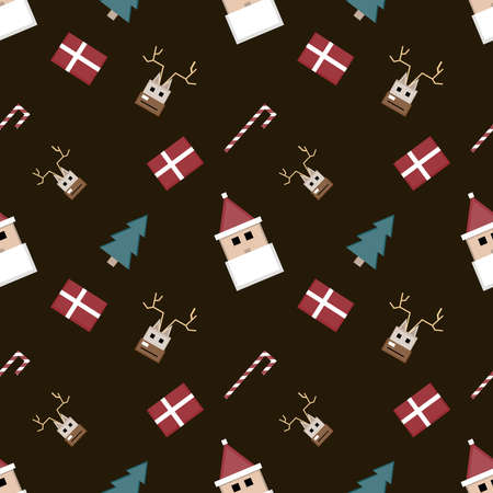 Christmas repeat pattern created with sharp corner Christmas objects, seamless pattern.