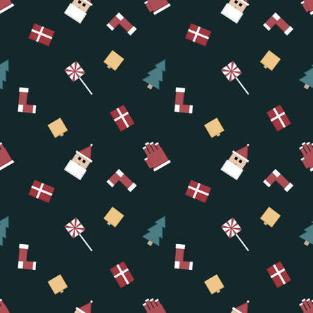 Christmas repeat pattern created with sharp corner Christmas objects, seamless pattern.のイラスト素材