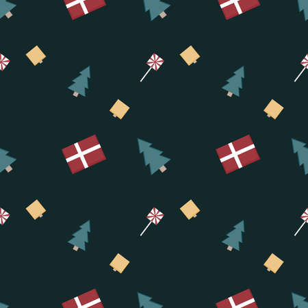 Christmas repeat pattern created with sharp corner Christmas objects, seamless pattern.のイラスト素材