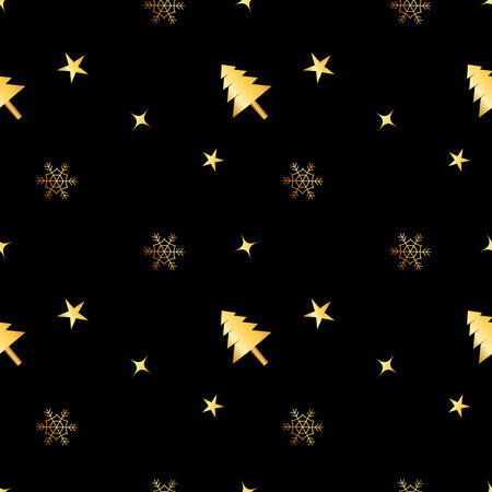 seamless christmas pattern created in golden gradient. christmas repeat pattern for gift cover, packaging, wrapping paper, fabric.のイラスト素材