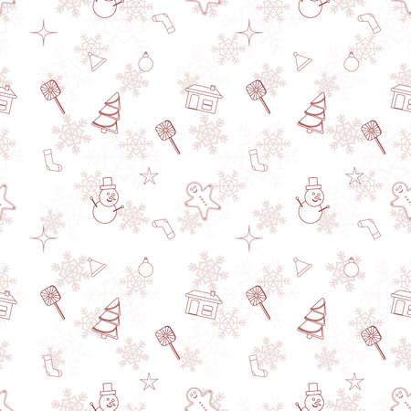 Christmas repeat pattern created with Christmas object outline shapes, Seamless Christmas pattern.のイラスト素材