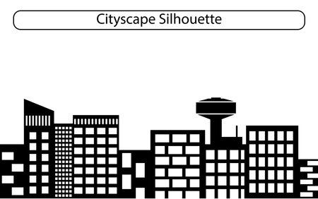 Cityscape created with simple block shapes, cityscape silhouette vector illustration created on white background.のイラスト素材