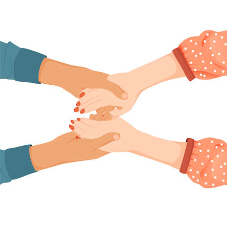 Couple holding hands, Valentine character illustration on white background.のイラスト素材