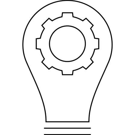 gear in bulb flat thin line icon with editable strokes.のイラスト素材