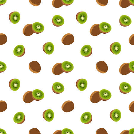 kiwi seamless pattern, Fruity repeat pattern on transparent background.のイラスト素材