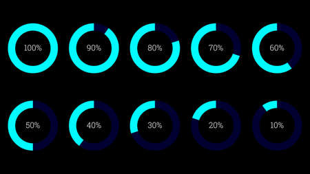 percentage infographics elements set in shape of flat bright ringのイラスト素材